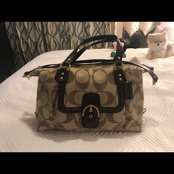 Coach Signature Campbell Large Satchel Bag Khaki - Picture 1 of 8